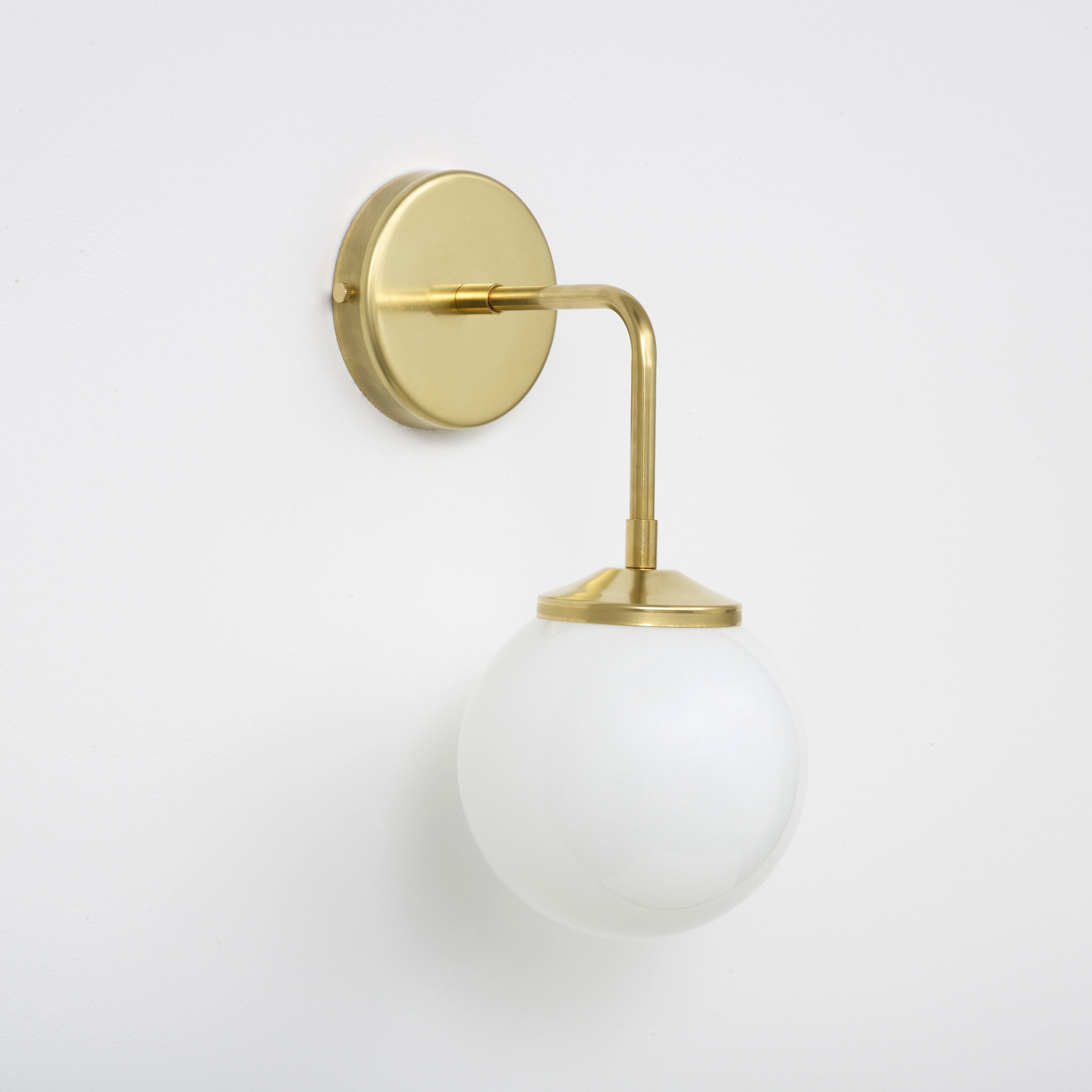 Bold as Brass Wall Light - Opal Glass Shade