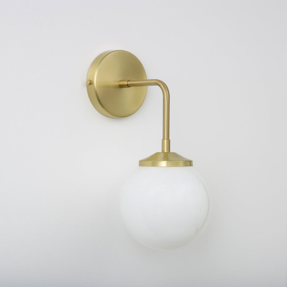 Bold as Brass Wall Light - Opal Glass Shade