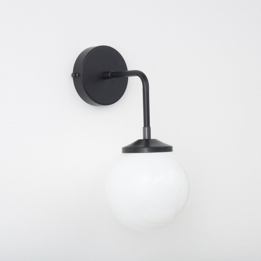 Bold as Brass Wall Light - Opal Glass Shade