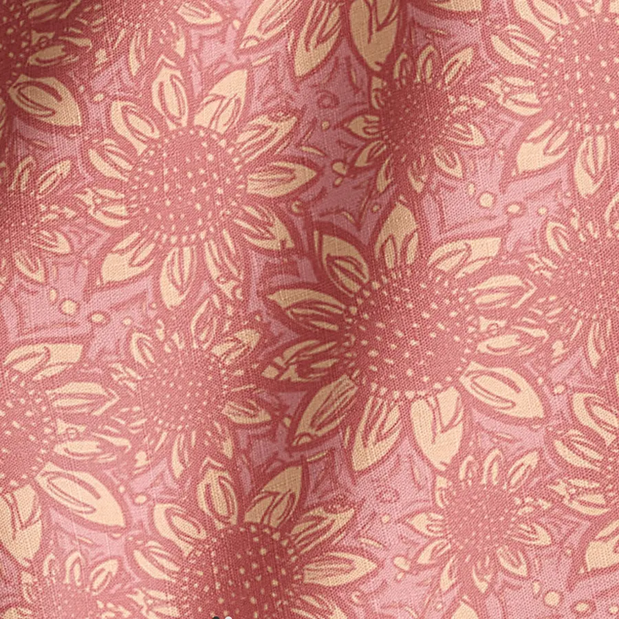 Tropic Flower Blush Natural Cotton Linen Mix