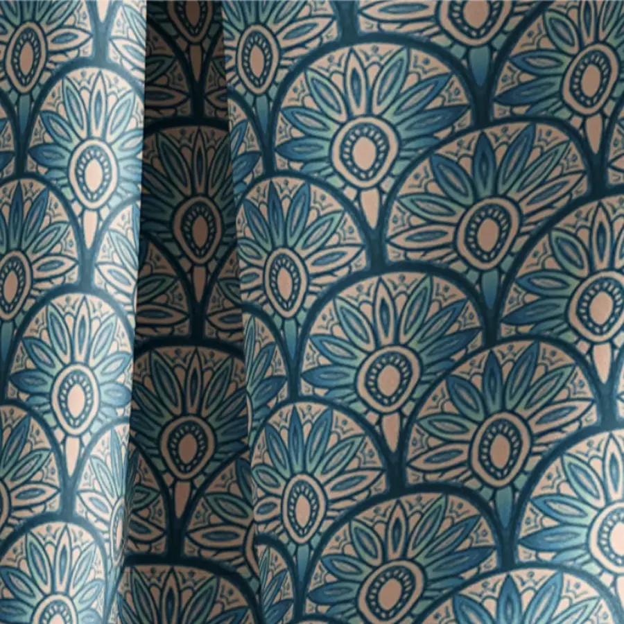 Floral Burst Ocean Velvet Shimmer