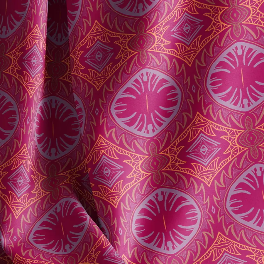 Tribal Palm Fuchsia Velvet Shimmer