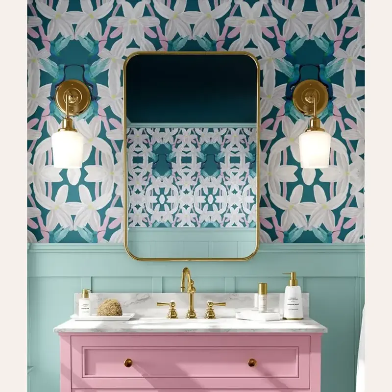 Jasmin Teal Wallpaper