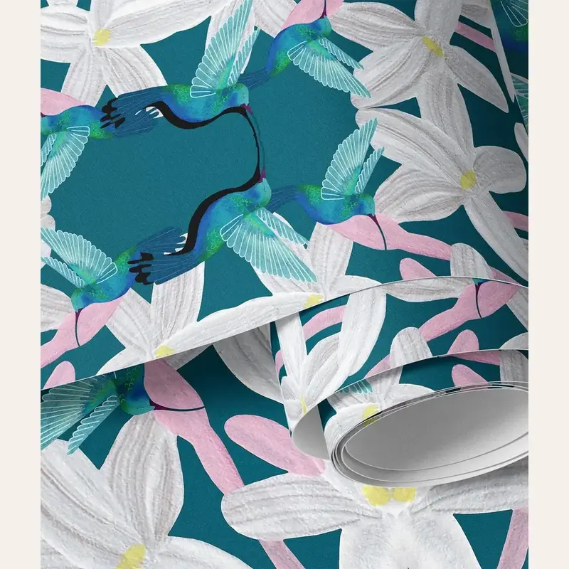 Jasmin Teal Wallpaper