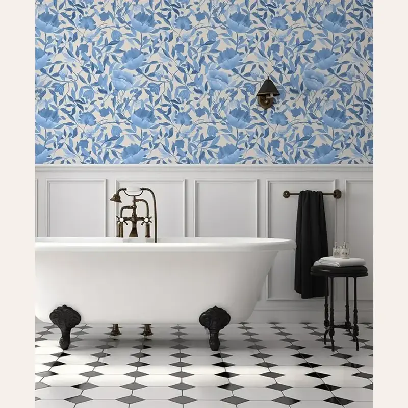 Seasons Cerulean Blue Wallpaper