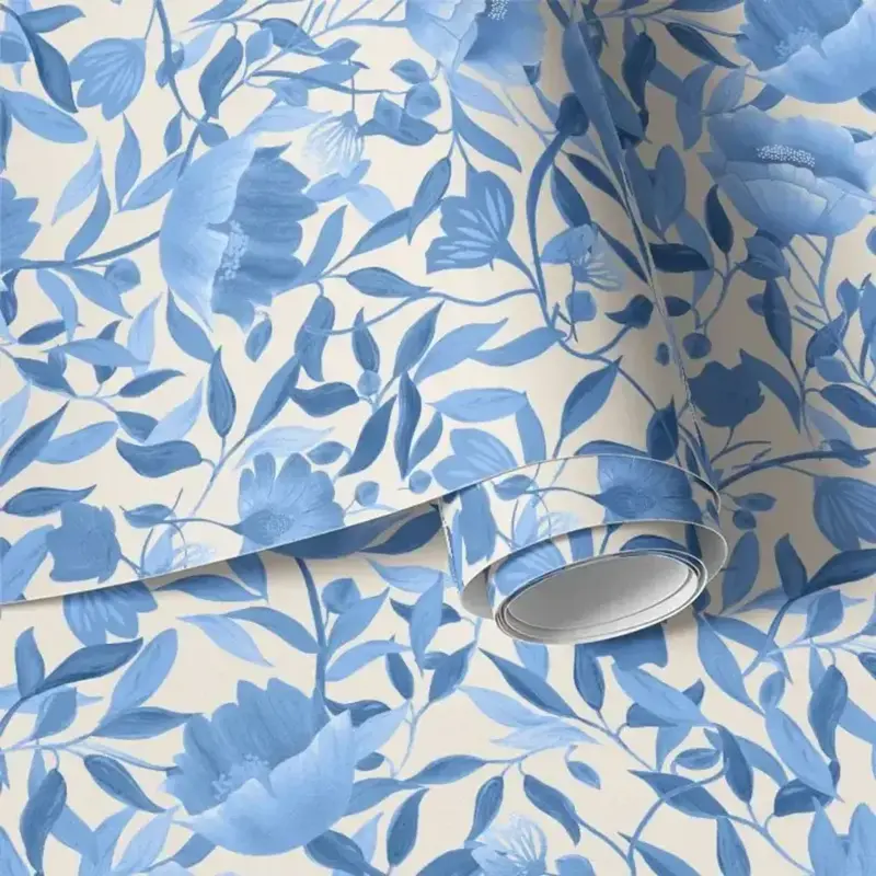 Seasons Cerulean Blue Wallpaper