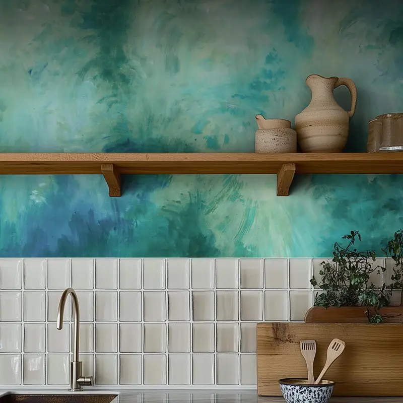 Cascade in Lagoon | Wallpaper Mural on Premier Vinyl