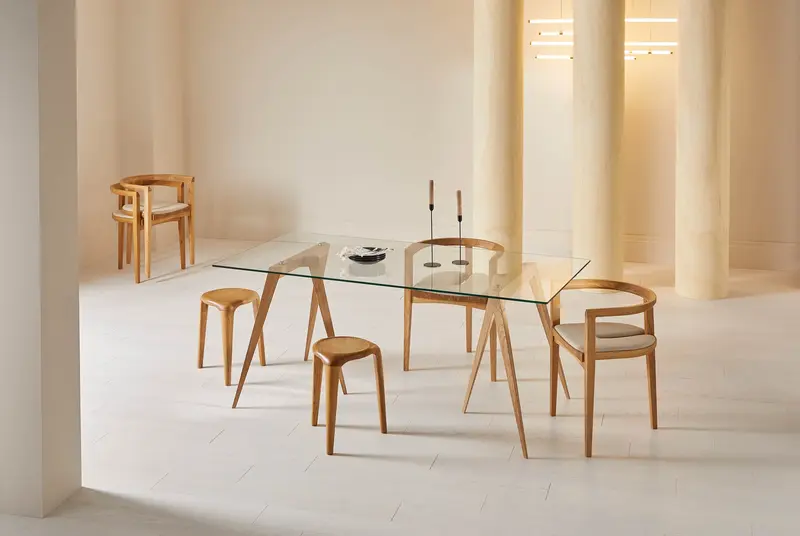 JW/W1 Trestle Legs with Dining Glass Top