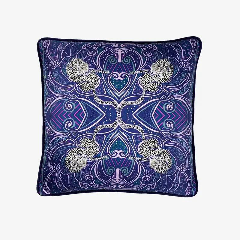 Snow Leopard Silk Cushion