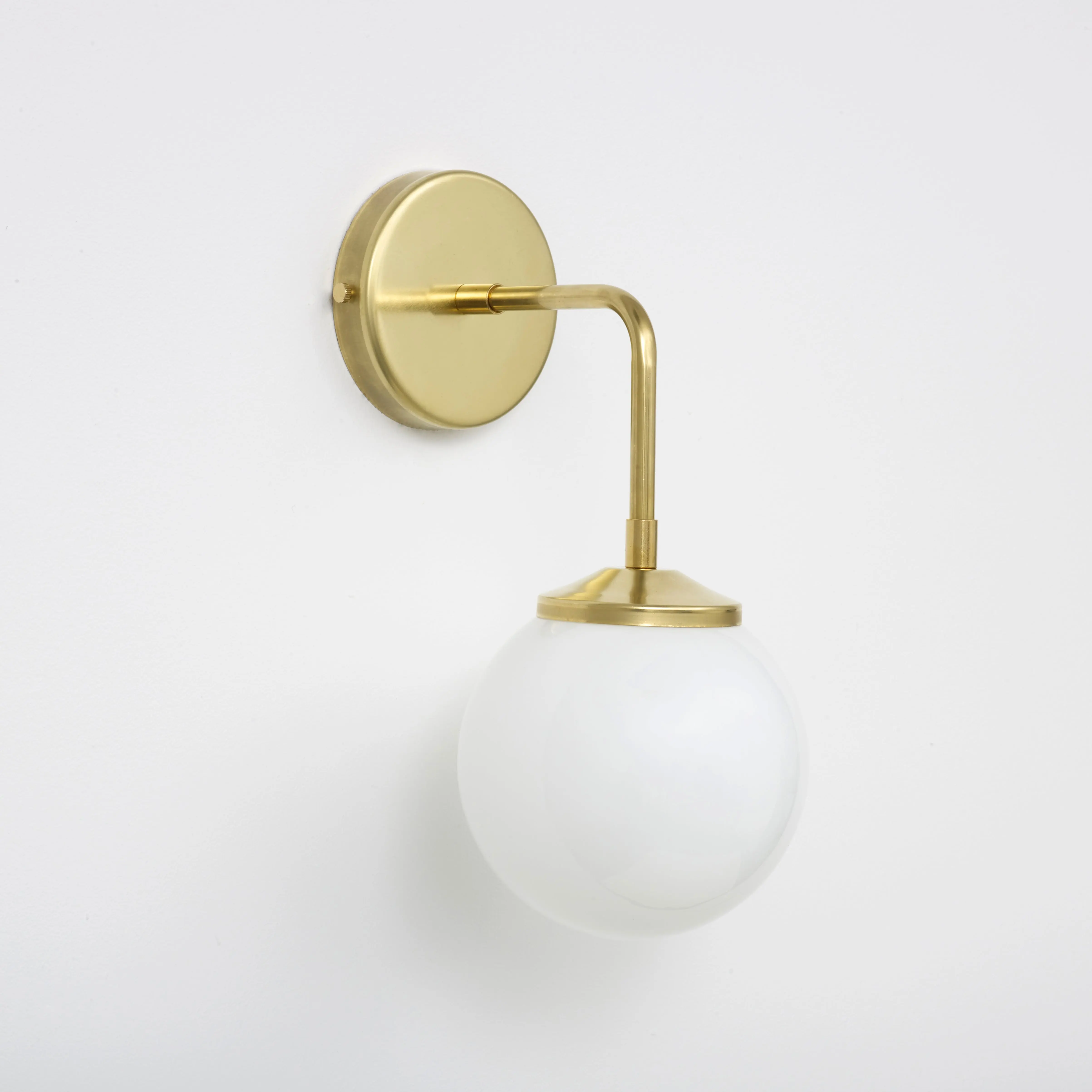 Bold as Brass Wall Light - Opal Glass Shade