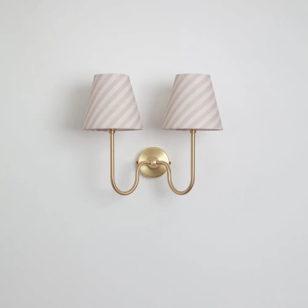 Juno Double Wall Light - Striped Linen