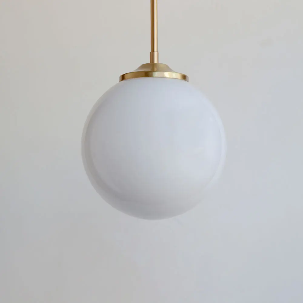 Large Opal Globe Stemmed Pendant Light