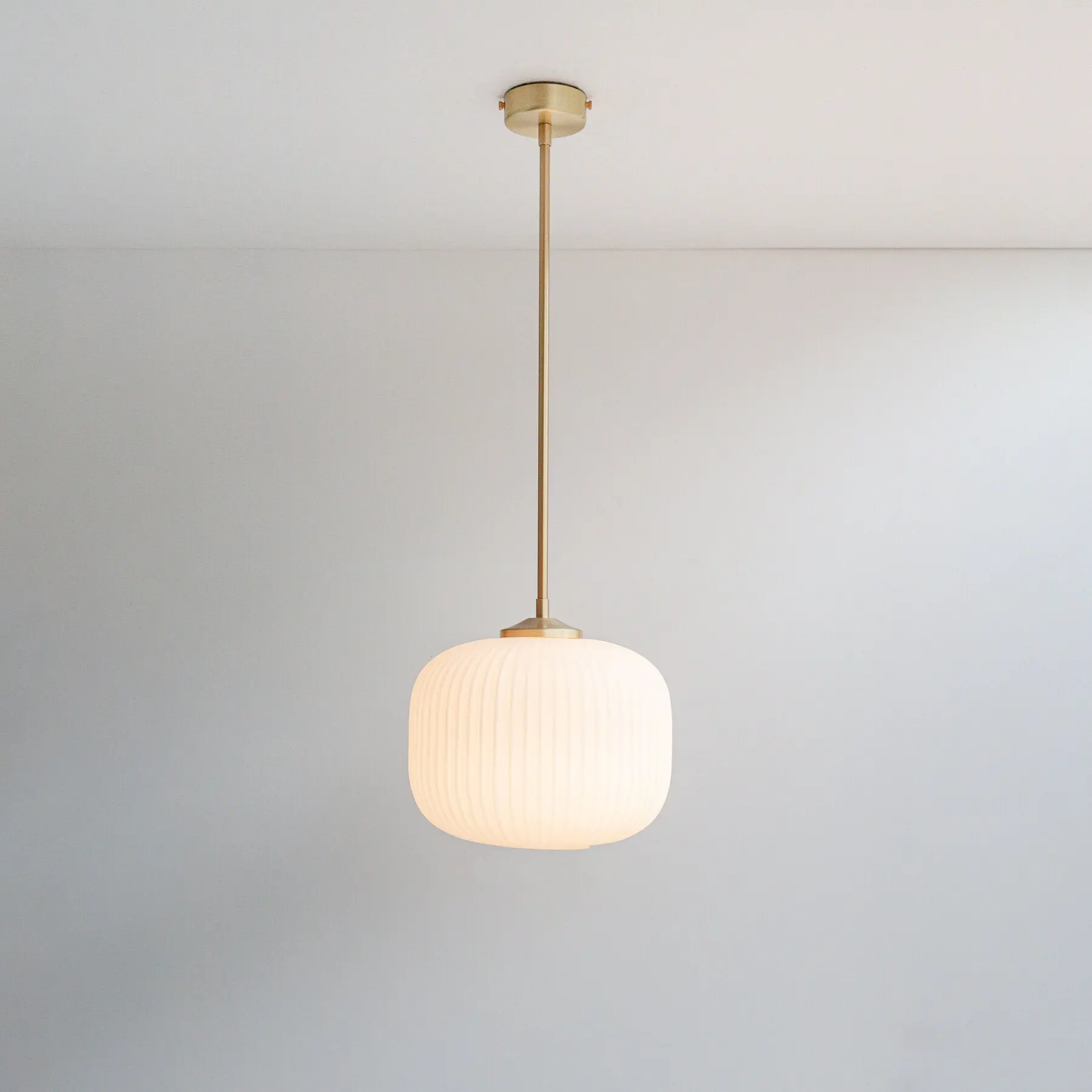 Opal Reeded Glass Stemmed Pendant Light