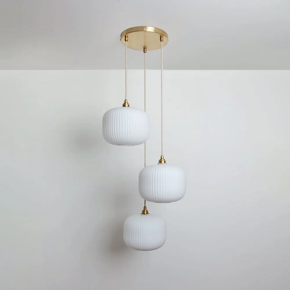 Opal Reeded Triple Drop Pendant