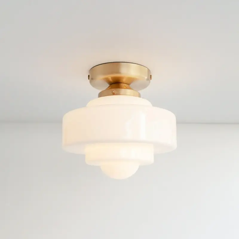 Atlas Flush Ceiling Light - Opal Glass