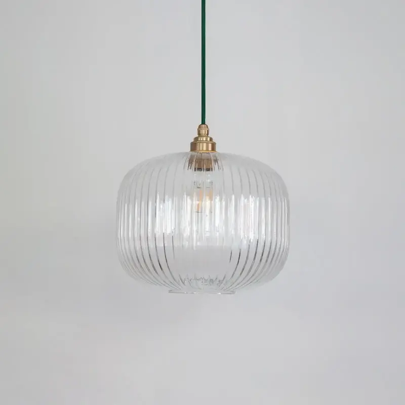 Clear Reeded Glass Pendant Light