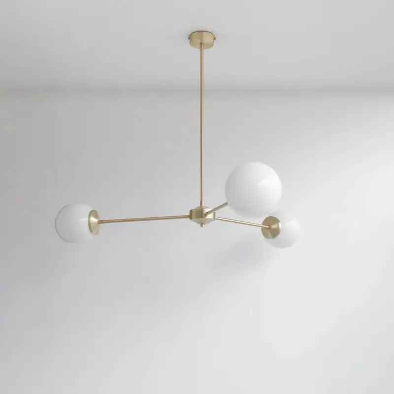 Opal Glass Triple Arm Chandelier