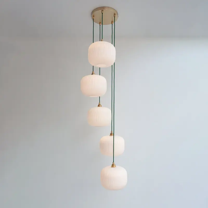 Opal Reeded Five Drop Pendant