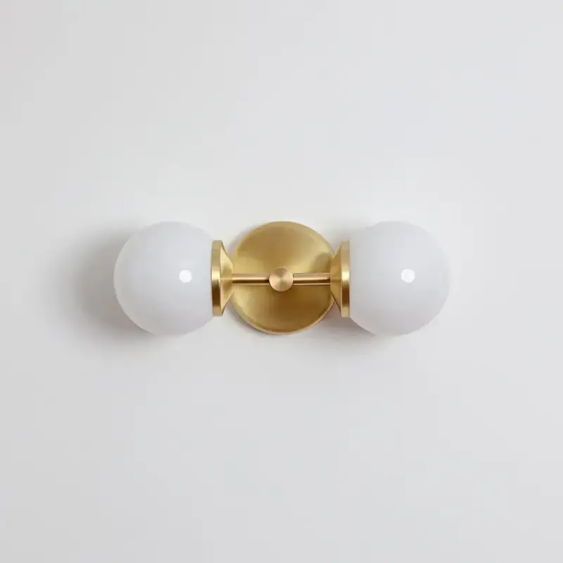 Small Opal Glass Double Arm Wall Light