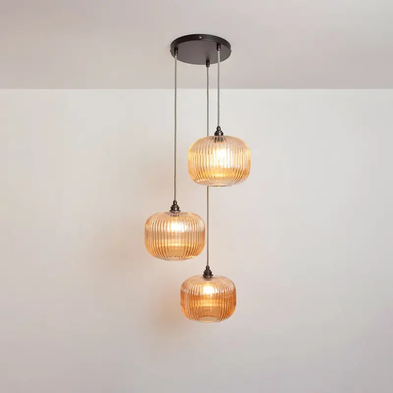 Amber Reeded Triple Drop Pendant