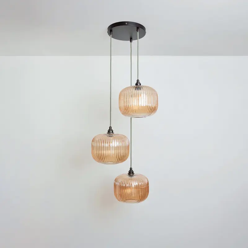 Amber Reeded Triple Drop Pendant