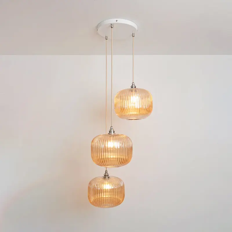 Amber Reeded Triple Drop Pendant