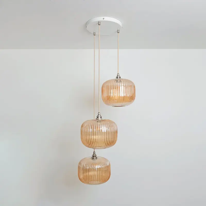 Amber Reeded Triple Drop Pendant