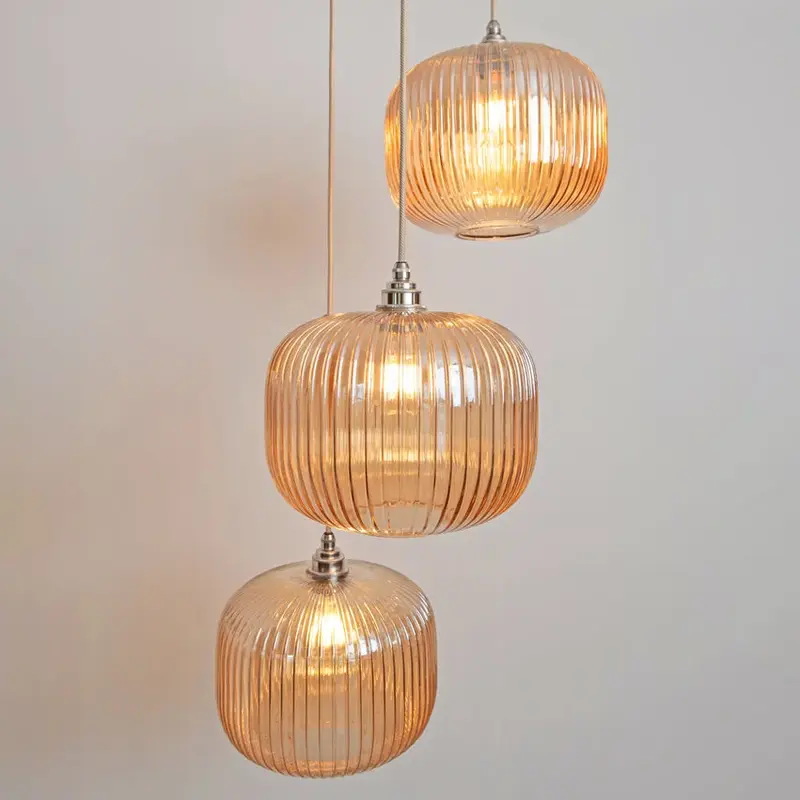 Amber Reeded Triple Drop Pendant