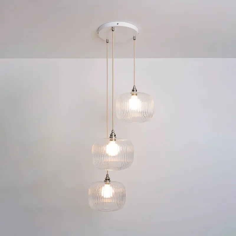 Clear Reeded Triple Drop Pendant