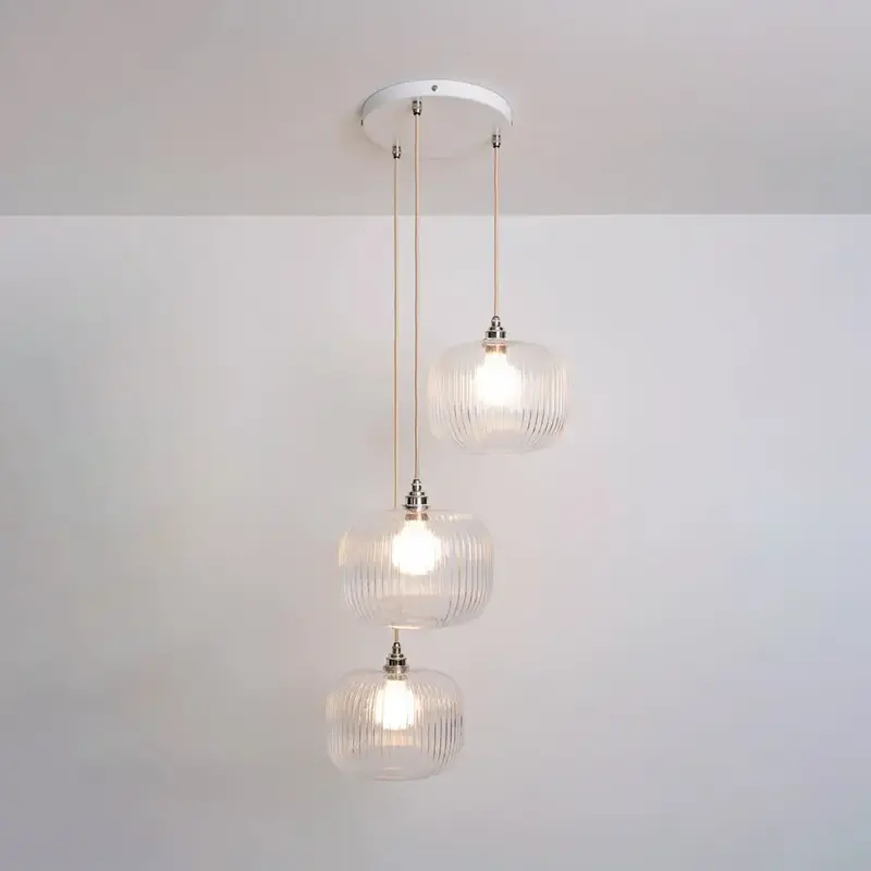 Clear Reeded Triple Drop Pendant