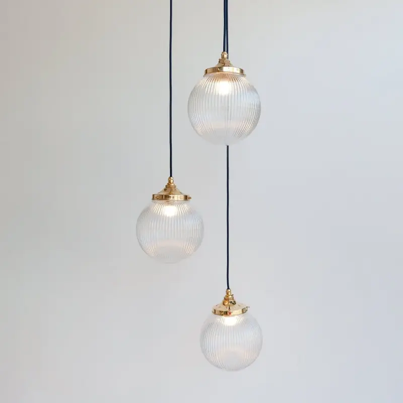 Reeded Globe Triple Drop Pendant