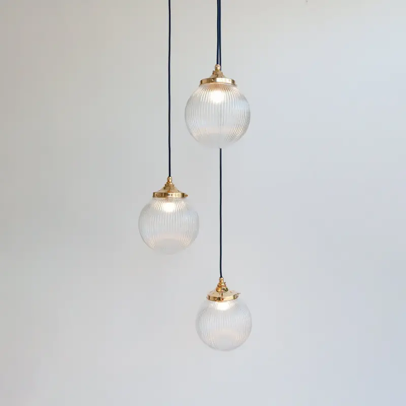 Reeded Globe Triple Drop Pendant