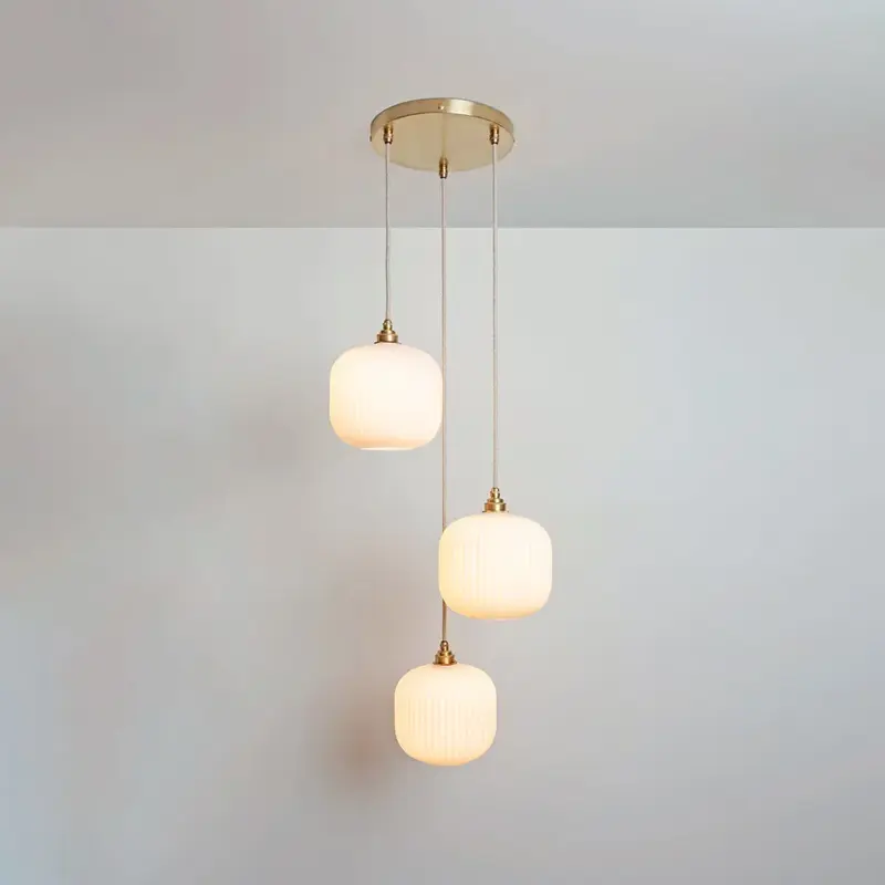 Small Opal Reeded Triple Drop Pendant