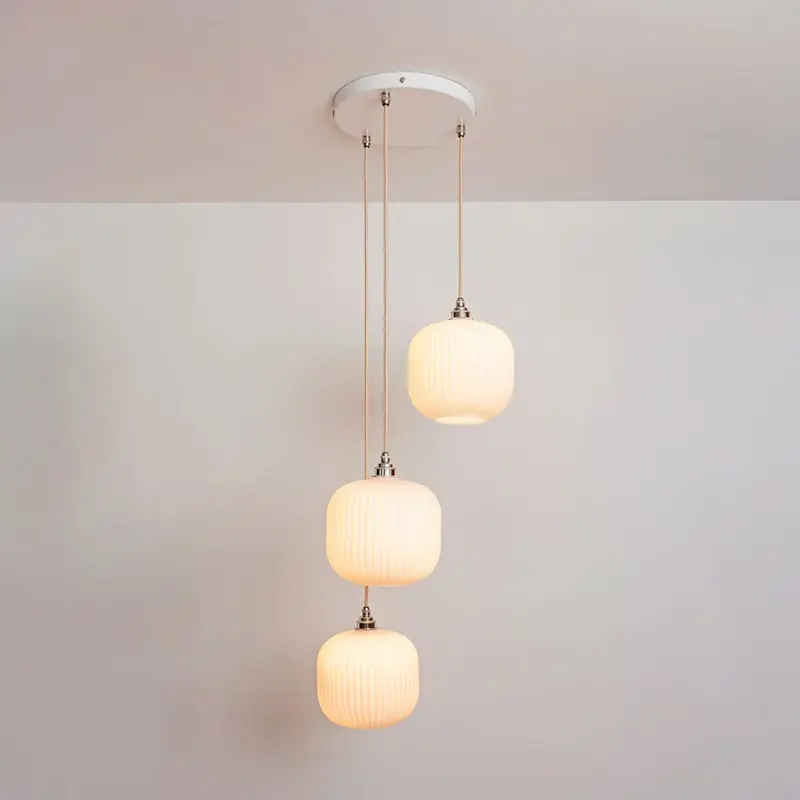 Small Opal Reeded Triple Drop Pendant