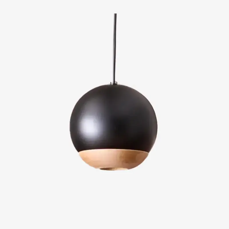Italian black metal and beech Globe lights