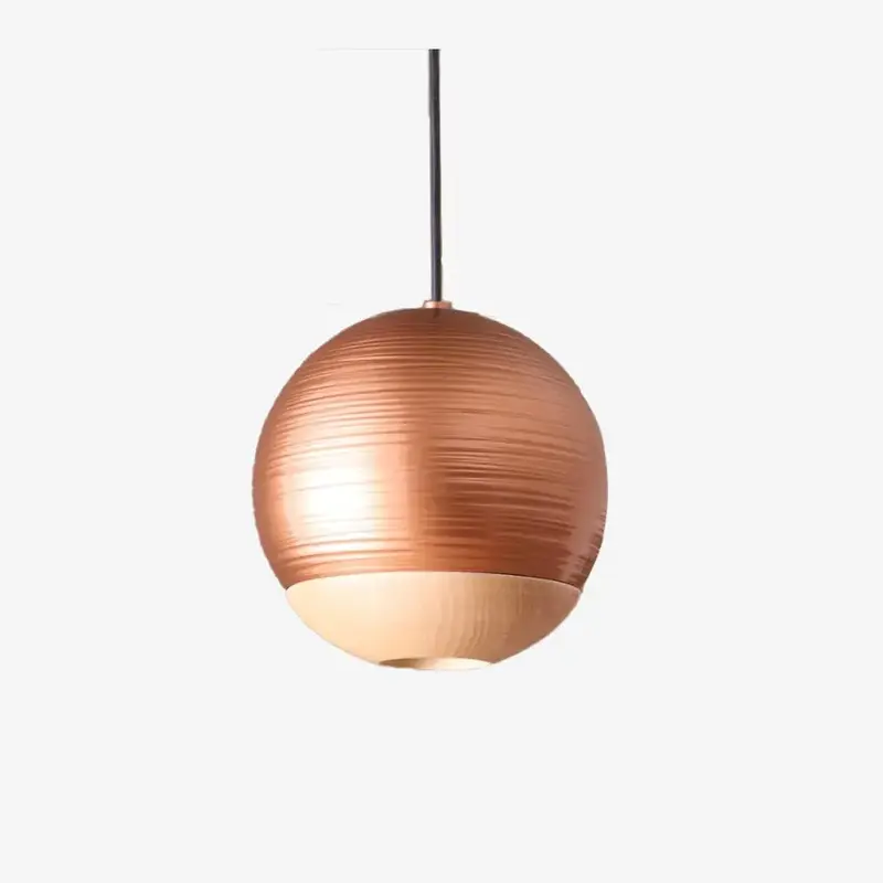 Italian detailed copper and beech globe lights