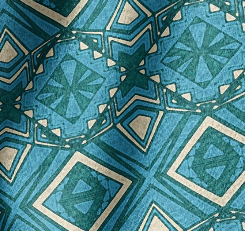 Deco Diamond Ocean Natural Cotton Linen Mix