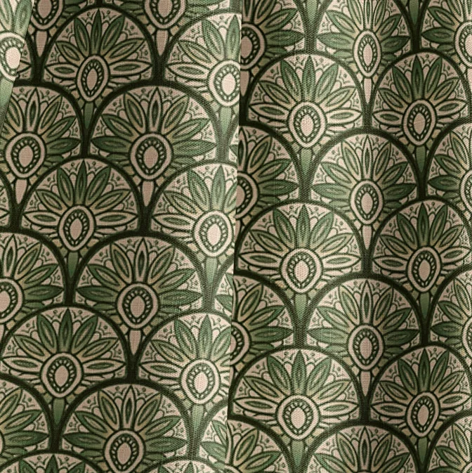 Floral Burst Juniper Natural Cotton Linen Mix