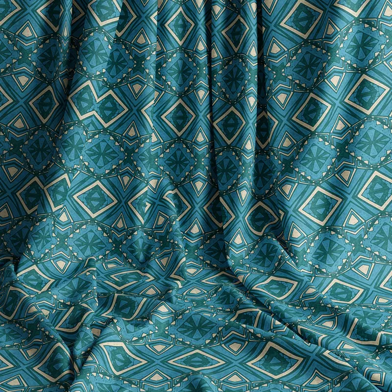Deco Diamond Ocean Natural Cotton Linen Mix