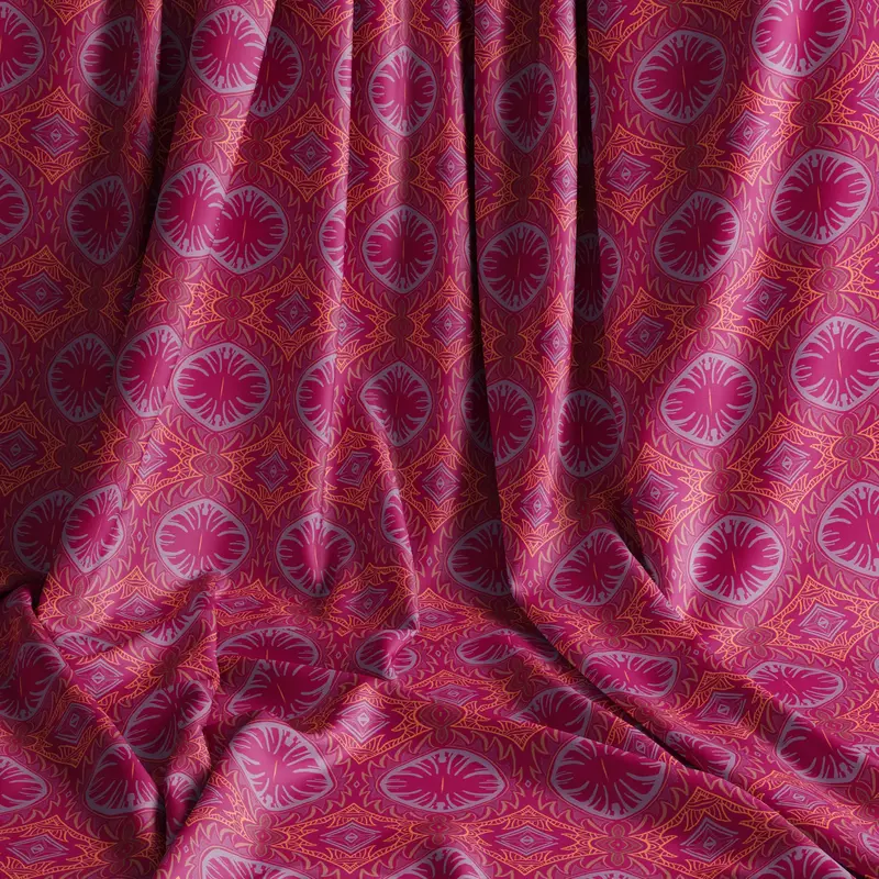 Tribal Palm Fuchsia Velvet Shimmer