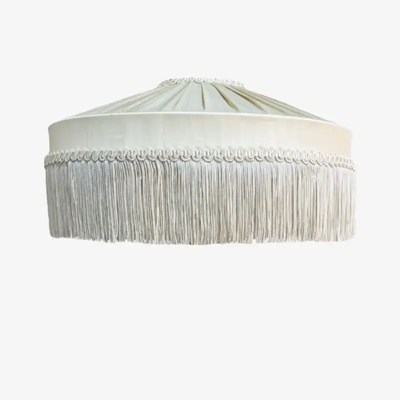 The Peggy Silk Fringed Lampshade Ivory