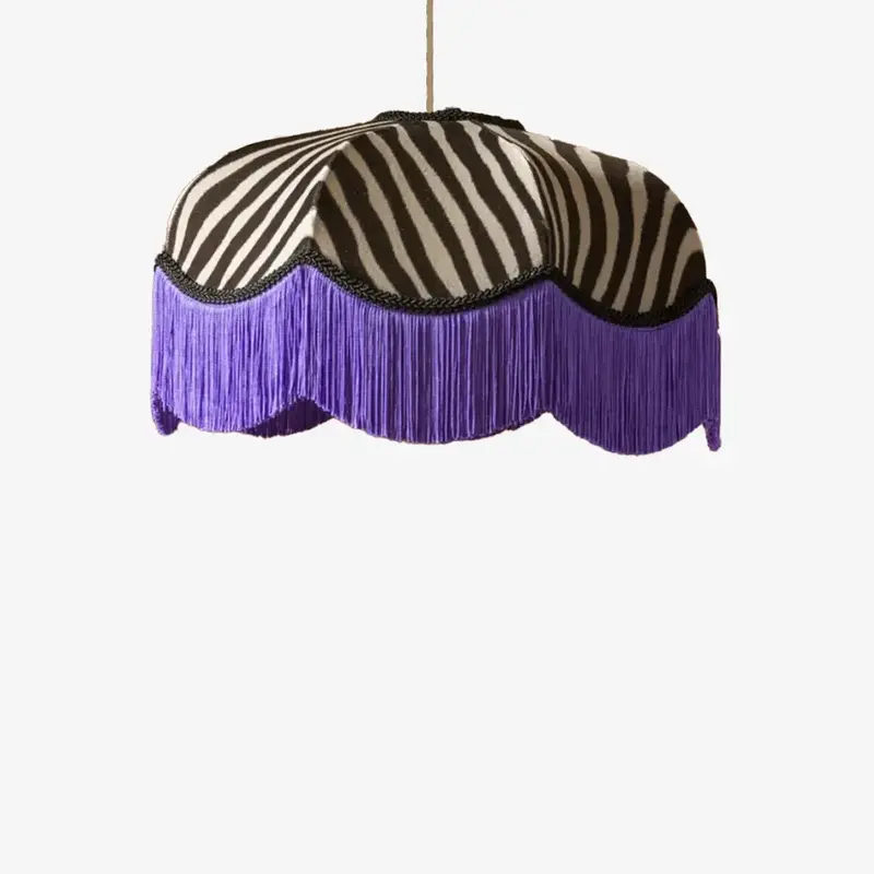 The Purple Zebra Print Fringed Lampshade