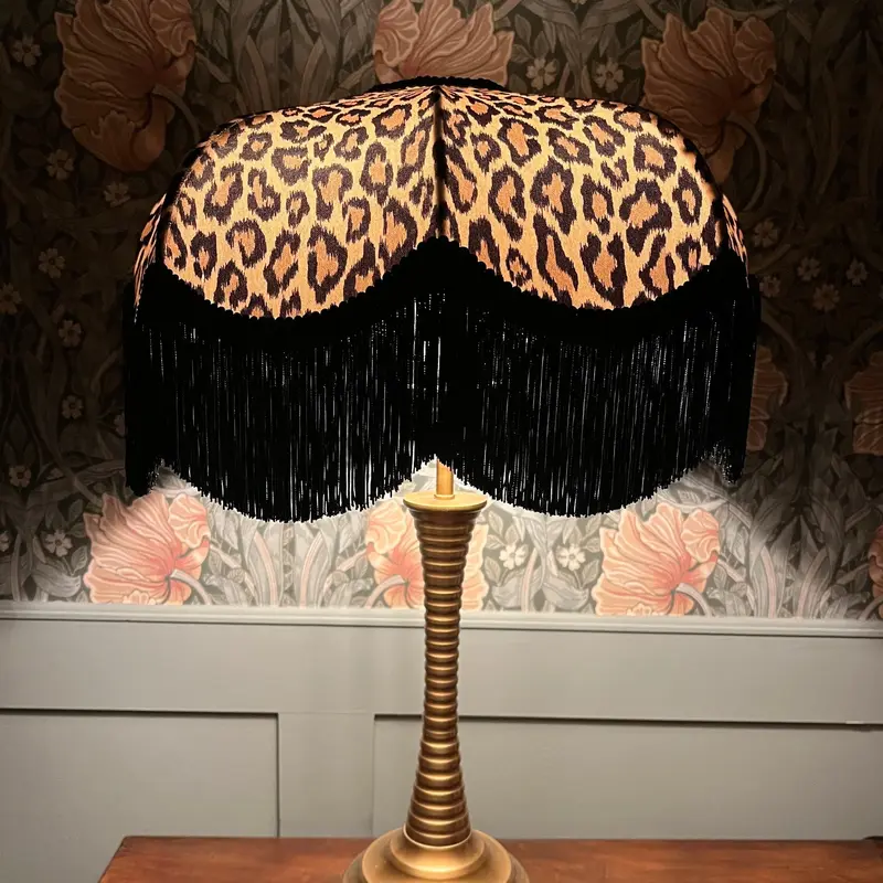 The Fauve Handmade Leopard Print Lampshade With Black Fringe