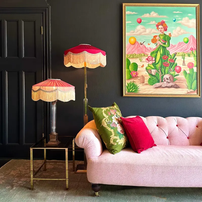 The Peggy Silk Fringed Lampshade Burgundy