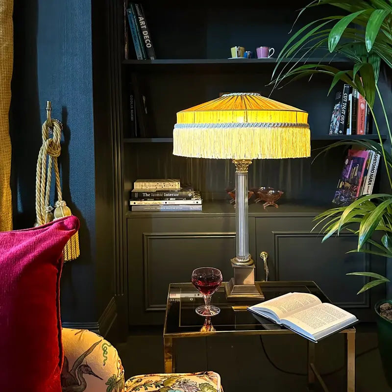 The Peggy Silk Fringed Lampshade Gold