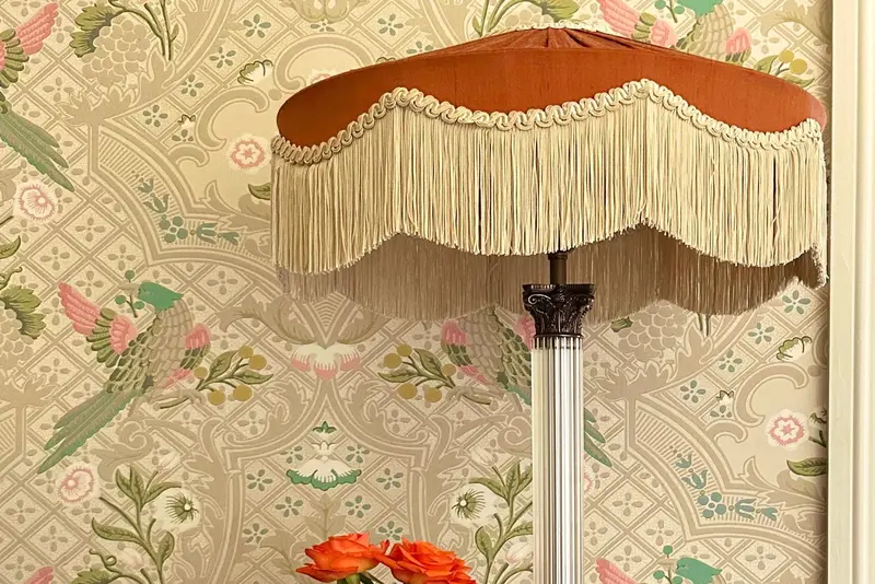 The Peggy Silk Fringed Lampshade Rust