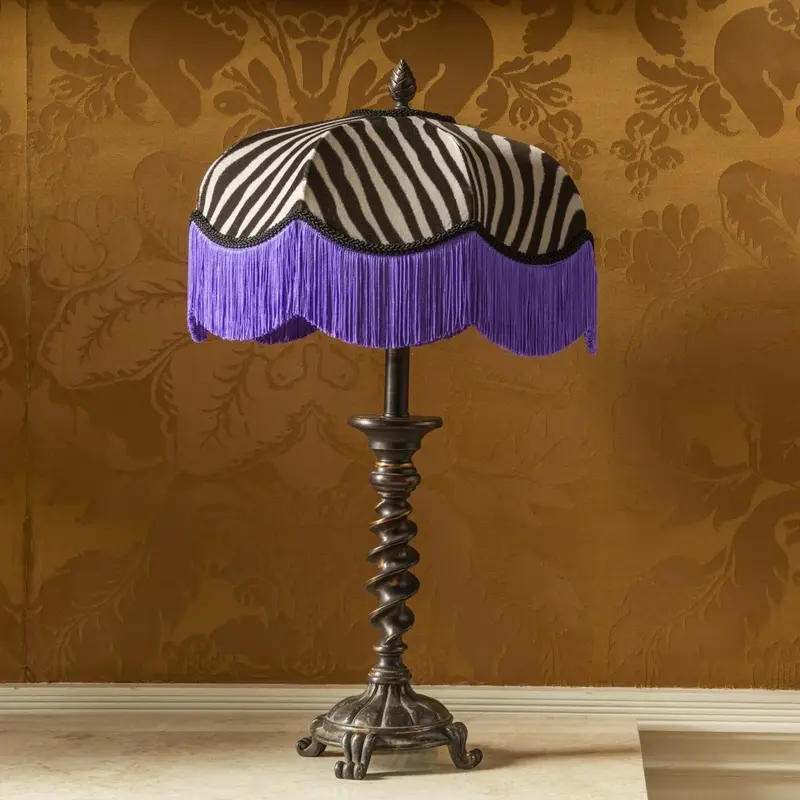 The Purple Zebra Print Fringed Lampshade