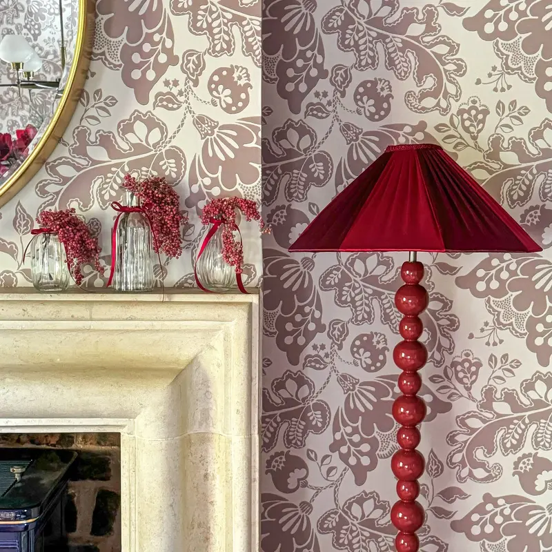 The Stripy Shade Burgundy Berry Pleated Lampshade