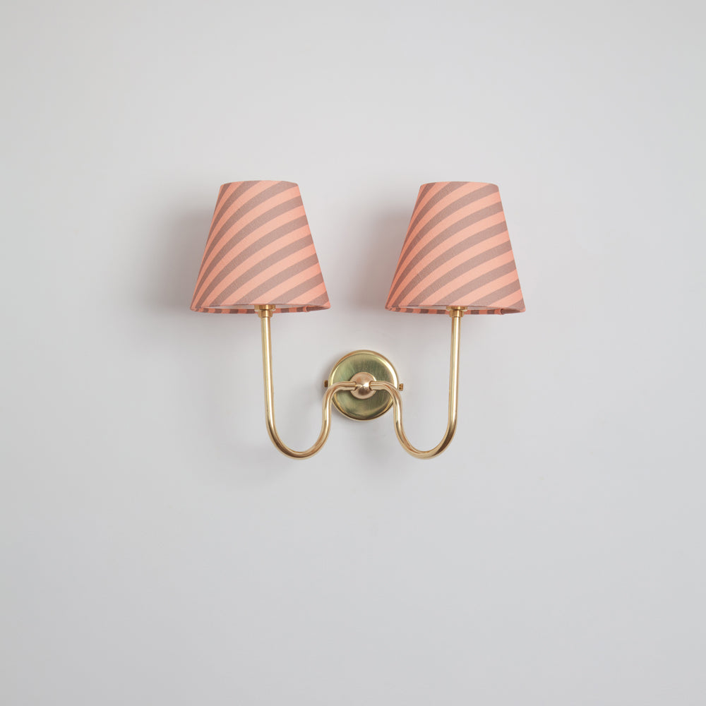 Juno Double Wall Light - Striped Linen