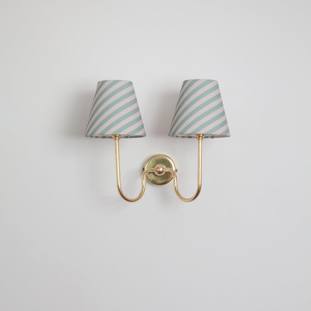 Juno Double Wall Light - Striped Linen